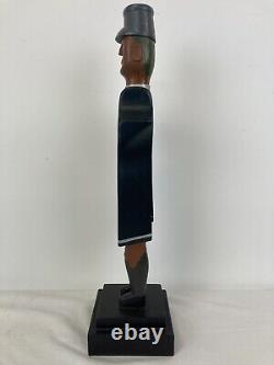 Charles Spiron Folk Art Hand Carved Whirligig Black Train Conductor Dated 1983