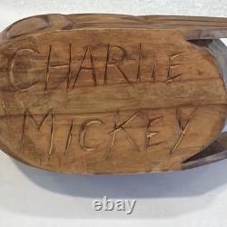 Charlie Mickey Nuu-chah-nulth Signed Carved Cedar Eagle Bowl Native Art Rare