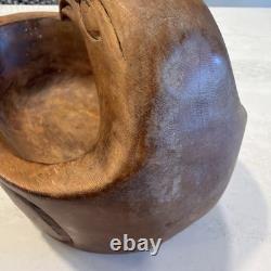 Charlie Mickey Nuu-chah-nulth Signed Carved Cedar Eagle Bowl Native Art Rare