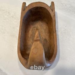 Charlie Mickey Nuu-chah-nulth Signed Carved Cedar Eagle Bowl Native Art Rare