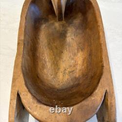 Charlie Mickey Nuu-chah-nulth Signed Carved Cedar Eagle Bowl Native Art Rare
