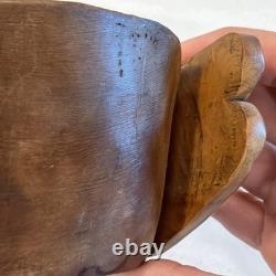 Charlie Mickey Nuu-chah-nulth Signed Carved Cedar Eagle Bowl Native Art Rare