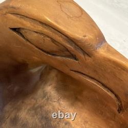 Charlie Mickey Nuu-chah-nulth Signed Carved Cedar Eagle Bowl Native Art Rare