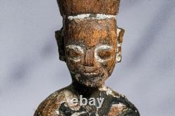 Chinese Ancestral Figure Antique Carved Wood Spirit Statue Qing Dynasty Folk Art