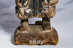 Chinese Ancestral Figure Antique Carved Wood Spirit Statue Qing Dynasty Folk Art