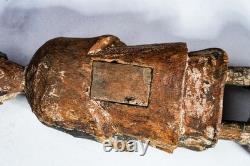 Chinese Ancestral Figure Antique Carved Wood Spirit Statue Qing Dynasty Folk Art