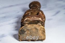 Chinese Ancestral Figure Antique Carved Wood Spirit Statue Qing Dynasty Folk Art