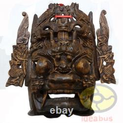 Chinese Folk Art Wood Hand Carved NUO MASK Walldecor-DRAGON KING Deity 17tall