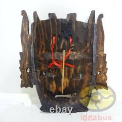 Chinese Folk Art Wood Hand Carved NUO MASK Walldecor-DRAGON KING Deity 17tall