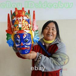 Chinese Folk Art Wood Hand Carved Painted NUO MASK Walldecor Dixi(local drama)