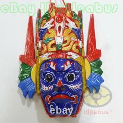 Chinese Folk Art Wood Hand Carved Painted NUO MASK Walldecor Dixi(local drama)