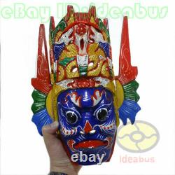 Chinese Folk Art Wood Hand Carved Painted NUO MASK Walldecor Dixi(local drama)