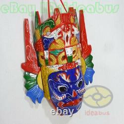 Chinese Folk Art Wood Hand Carved Painted NUO MASK Walldecor Dixi(local drama)