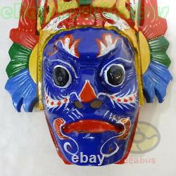 Chinese Folk Art Wood Hand Carved Painted NUO MASK Walldecor Dixi(local drama)