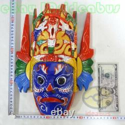 Chinese Folk Art Wood Hand Carved Painted NUO MASK Walldecor Dixi(local drama)