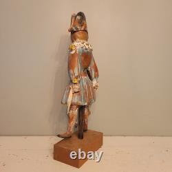 Continental Polychromed Carved Wooden Figure Man Jumping Rope Vintage 20.5 Tall
