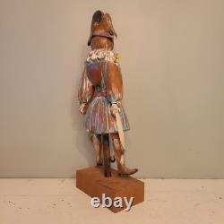 Continental Polychromed Carved Wooden Figure Man Jumping Rope Vintage 20.5 Tall