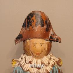 Continental Polychromed Carved Wooden Figure Man Jumping Rope Vintage 20.5 Tall