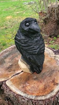 Cute Crow Raven Chainsaw Carving