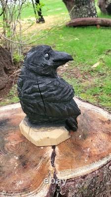 Cute Crow Raven Chainsaw Carving