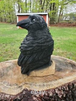 Cute Crow Raven Chainsaw Carving