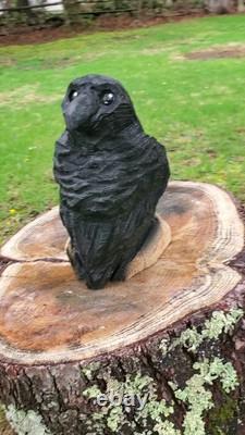 Cute Crow Raven Chainsaw Carving