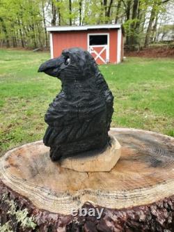 Cute Crow Raven Chainsaw Carving