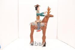 DELBERT BUCK Sculpture Cowboy Ride Deer NAVAJO Folk ART Native American Carved