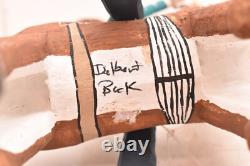 DELBERT BUCK Sculpture Cowboy Ride Deer NAVAJO Folk ART Native American Carved