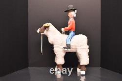 DELBERT BUCK Sculpture Cowboy Ride Sheep NAVAJO Folk ART Native American Carved
