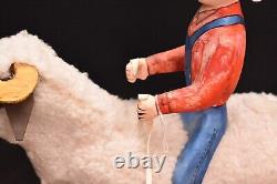 DELBERT BUCK Sculpture Cowboy Ride Sheep NAVAJO Folk ART Native American Carved