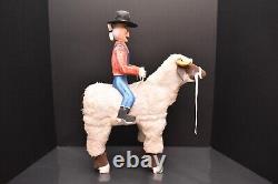 DELBERT BUCK Sculpture Cowboy Ride Sheep NAVAJO Folk ART Native American Carved