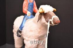 DELBERT BUCK Sculpture Cowboy Ride Sheep NAVAJO Folk ART Native American Carved
