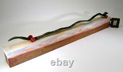 DONA DALTON folk art carved wood WAVY SNAKE @ HOME wooden sculpture toy wheels
