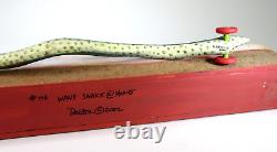 DONA DALTON folk art carved wood WAVY SNAKE @ HOME wooden sculpture toy wheels