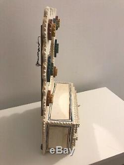 Dan Strawser Jr TRAMP ART Mirror shelf with drawers Folk Art Carved