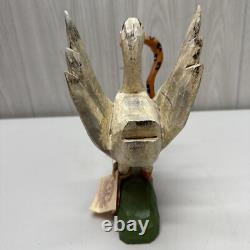 Daniel And Donna Strawser Folk Art Carved Duck withSnake 9 Tall 1997 READ