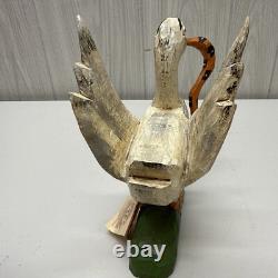 Daniel And Donna Strawser Folk Art Carved Duck withSnake 9 Tall 1997 READ