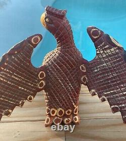 Daniel & Barbara Strawser Folk Art Carved Eagle Signed and dates on bottom
