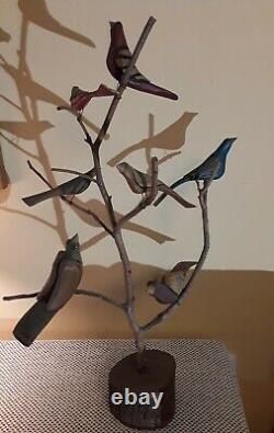 Daniel Strawser Hand Carved Pennsylvania Folk Art Bird Tree c. 1984