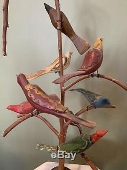 Daniel Strawser Robesonia, PA Hand Carved Pennsylvania Folk Art Bird Tree c. 1973