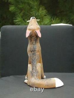 David Alvarez Coyote Wood Carved Folk Sculpture Figurine Signed