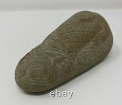 David George Marshall folk art stone carving of a recumbent cat