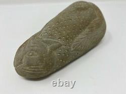 David George Marshall folk art stone carving of a recumbent cat