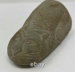 David George Marshall folk art stone carving of a recumbent cat