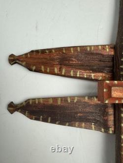 Dee Marcellus Cole Sign Folk Art Wooden Cross 21 Hand Carved Painted Sculpture