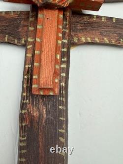 Dee Marcellus Cole Sign Folk Art Wooden Cross 21 Hand Carved Painted Sculpture