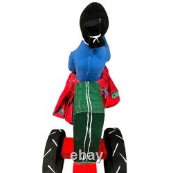 Delbert Buck Navajo Folk Art Wood Carving-Woman and John Deere Tractor-Signed