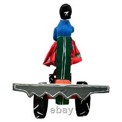 Delbert Buck Navajo Folk Art Wood Carving-Woman and John Deere Tractor-Signed