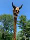 Demon Skull Head Poplar Hand Carved Spiral Walking Stick